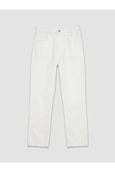 LC Waikiki Γυναικείο τζιν παντελόνι Ecru Crop Flare