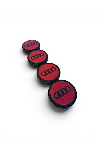 İKTUNING AUDİ LOGOLU KIRMIZI SİYAH RENK 56 MM 4 ADET PLASTİK JANT GÖBEK TAKIMI