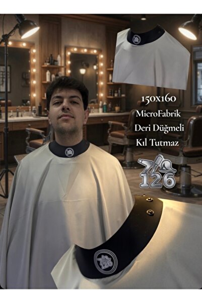 126 Professionel Barber Series 126 Profesyonel Deri Boyunlu Düğmeli MicroFabr...