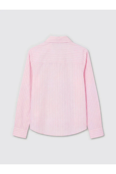 LC Waikiki Ροζ Ριγέ Γυναικείο πουκάμισο Oxford