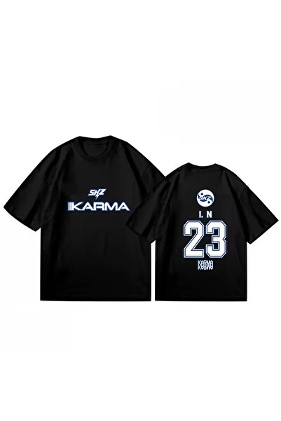 Le Savu Μπλουζάκι SKZ με συνδυασμό σχεδίων, unisex, oversized