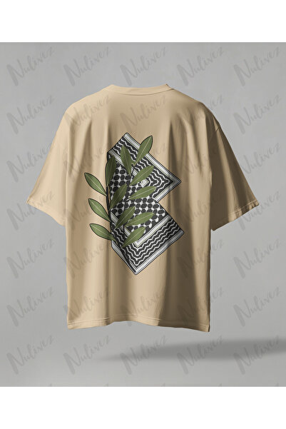 Nulivez Palestine Design Oversize Unisex T-Shirt with Kefiye Pattern Streetwe...
