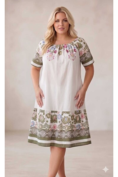 Volupta Floral Printed Cotton Midi Dress – Casual and Elegant for Everyday