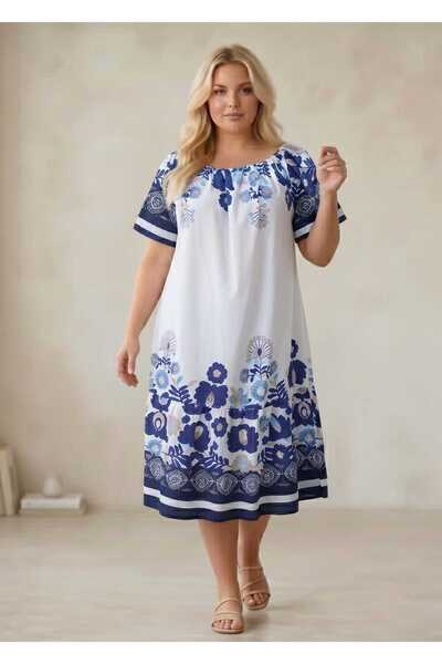 Volupta Floral Printed Cotton Midi Dress – Casual and Elegant for Everyday