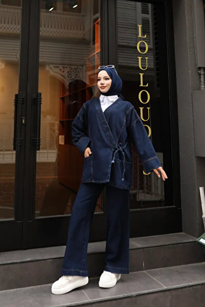 MİSSKAYLE Σετ Τζιν με Δέσιμο, Διπλό Σετ |   Άνετος Συνδυασμός Τζιν με Χαλαρή ...