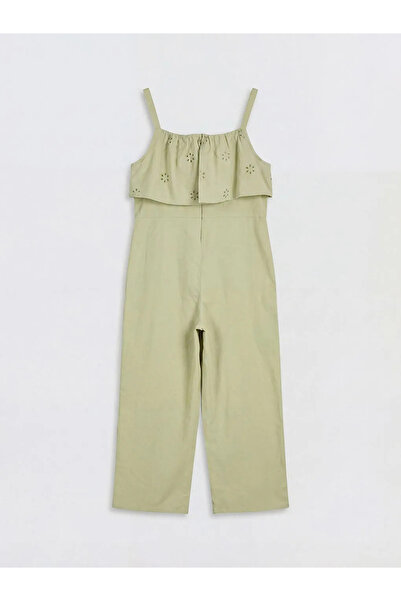 LC Waikiki Πράσινο λινό μείγμα με λεπτομέρεια σχέδιου φιόγκου, κοριτσίστικη φ...