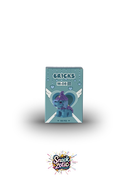 Bricks Snackzotic Pastel Unicorn Temalı 3D Mikro Blok Figür - Lila ve Turkuaz...