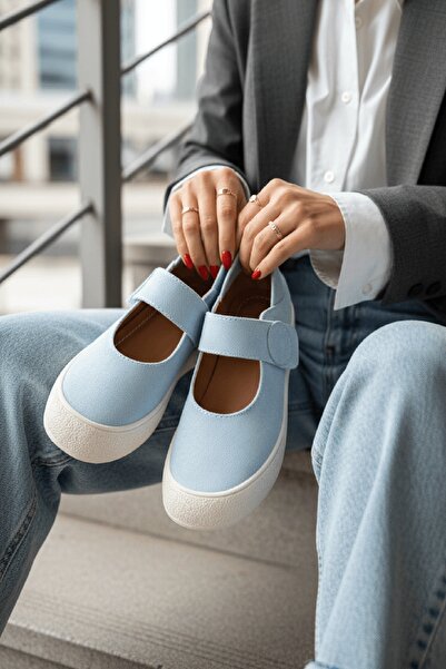 DİVOLYA Varius Baby Blue Suede (με τακούνι 3 εκ.) Λεπτομερή παπούτσια Loafer ...