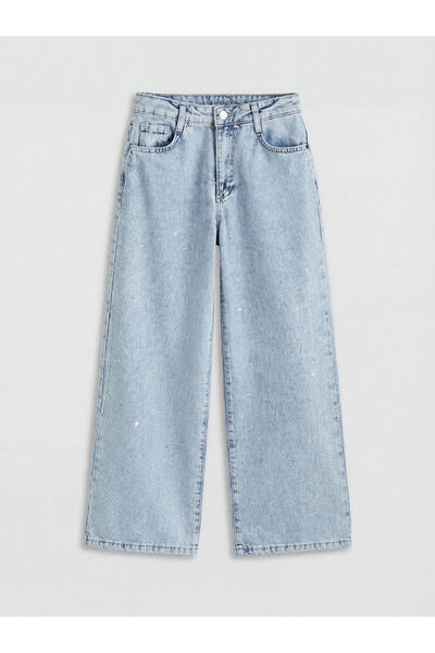 LC Waikiki Wideleg Taşlı Kız Çocuk Jean Pantolon