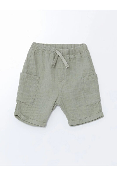 LC Waikiki Lcw Kids Beige Basic Muslin Boy's Shorts with Elastic Waist