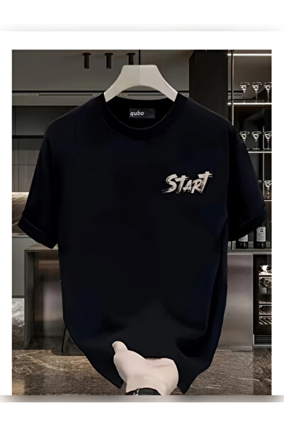 TİMİSİVA Unisex Oversized Printed Crew Neck Short Sleeve Black T-Shirt