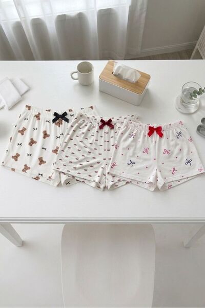 BLUE NIL 3-Piece Cotton Thin Breathable Satin Ribbon Waist Detail Ayicik-Kurd...