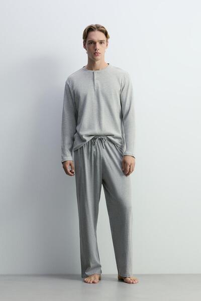 LEFTIES Dokulu uzun pijama takımı