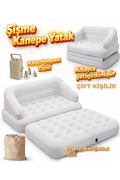 Tisul KY14 Şişme Koltuk Kanepe Yatak 2’si 1 Arada Kendinden Şişen Hava Pompas...