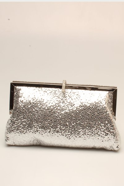 İDİL Silver Sequined Women's Evening Dress Bag