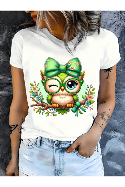 gencerco Χαριτωμένη κουκουβάγια που φοράει γυαλιά, μπλουζάκι με στάμπα Premiu...