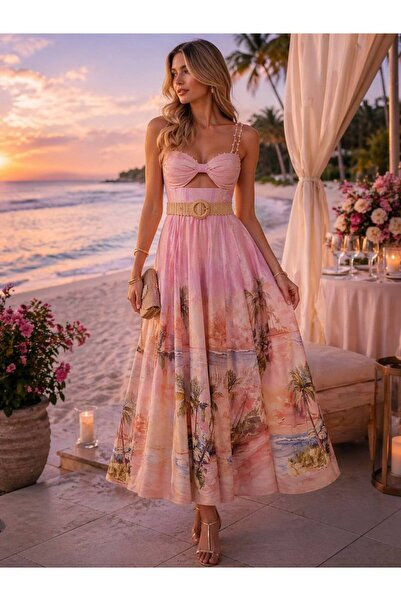 WellWay Φόρεμα από λινό ύφασμα με λεπτομέρεια κουμπιών μοντέλου Zimmerman (πε...