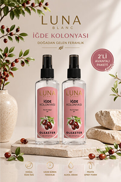Luna Blanc İğde Kolonyası 2’li Set 150 ml Sprey Doğal İğde Kokusu Yoğun Ferahlık