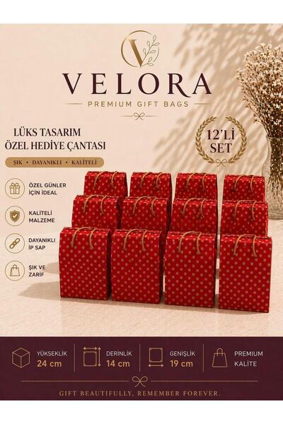 KOLİX Velora 12'li Premium Hediye Kutusu Hediyelik Çanta Hediye Paketi 24x14x...