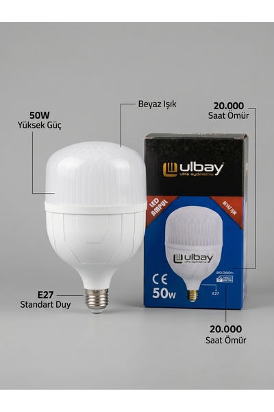Plastora Led Torch Ampul 50W E27 Duy Yüksek Güçlü Beyaz Işık (6500K)