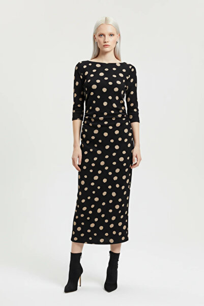 No Matter What Polka Dot Boat Neck Long Dress