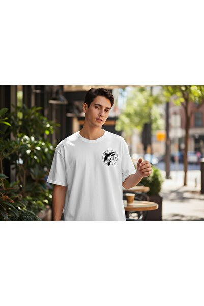 URBANTRENDSTORE تي شيرت أبيض صيفي بسيط للجنسين مطبوع عليه سمكة القرش، مناسب ل...