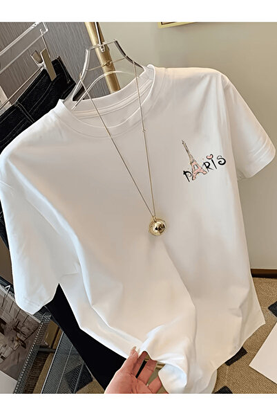 gencerco Μπλουζάκι Premium Oversize με στάμπα με θέμα Mini Paris