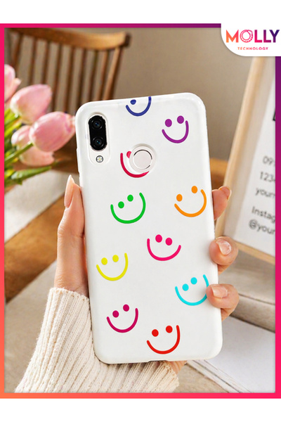 Molly حافظة من السيليكون بنمط Happy Disorder باللون الأبيض لهاتف هواوي P20 LITE