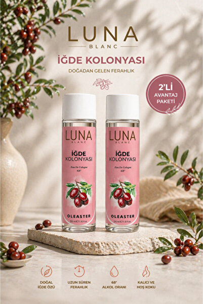 Luna Blanc İğde Kolonyası 2’li Set 210 ml Sprey Doğal İğde Kokusu Yoğun Ferahlık