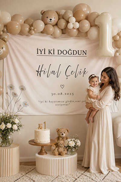WithWall Kişiye Özel Yatay Doğum Günü Happy Birthday Duvar Örtüsü Duvar Halıs...
