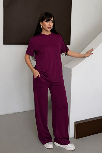 Balenbi Γυναικείο σετ φόρμας από ύφασμα Modal με κοντά μανίκια 1098