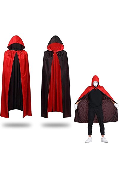 Butyeak Pelerină de Halloween, Pelerină reversibilă neagră și roșie, Pelerină...