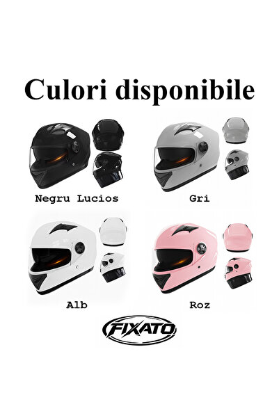 FIXATO Casca Ultra pentru motocicletă/scuter, Protecție UV, Vizor dublu, Ventilație și permeabilitate la aer, Eșarfă de iarnă detașabilă, Mărime universală 59-62 cm, Negru