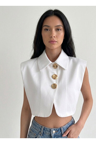 My Blog Εκρού Κροπ Γιλέκο Ποπλίνας - 8419