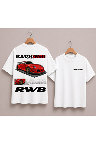 VODEXA Tricou oversize unisex cu imprimeu RAUH, 100% bumbac, croială conforta...