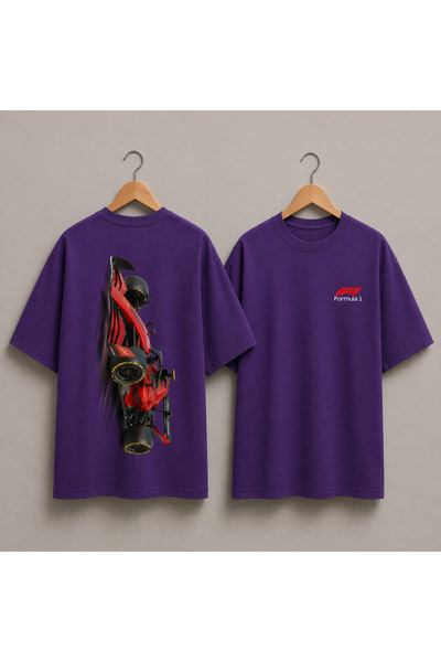 VODEXA Tricou oversize unisex, roșu, cu imprimeu vehicul, 100% bumbac, croial...