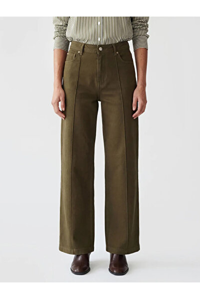 LC Waikiki Γυναικείο τζιν παντελόνι χακί με φαρδιά μπατζάκια