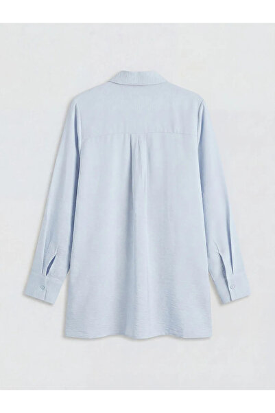 LC Waikiki Μπλε γυναικείο πουκάμισο με κορδόνι περίσφιξης