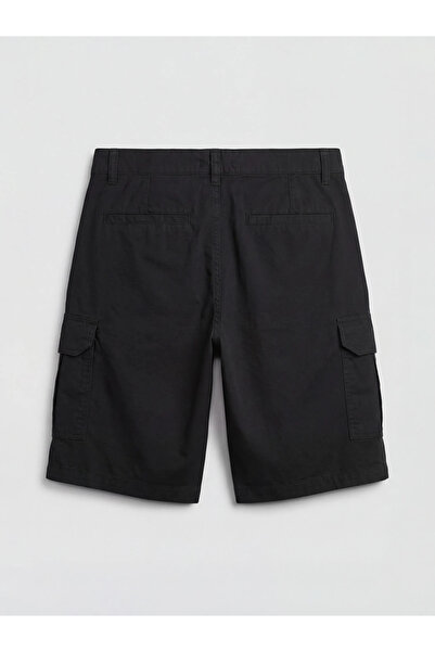 LC Waikiki Μαύρο ανδρικό σορτς κάργκο από γκαμπαρντίνα σε κανονική εφαρμογή