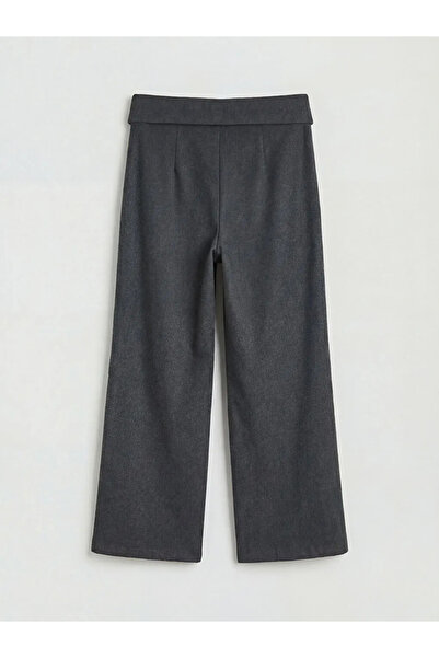 LC Waikiki Anthracite Wide Leg Girls' Gabardine Trousers