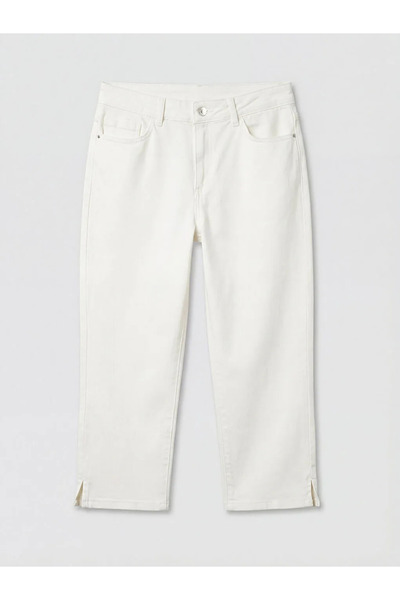 LC Waikiki Λευκό Γυναικείο Τζιν Κάπρι σε Στενή Γραμμή