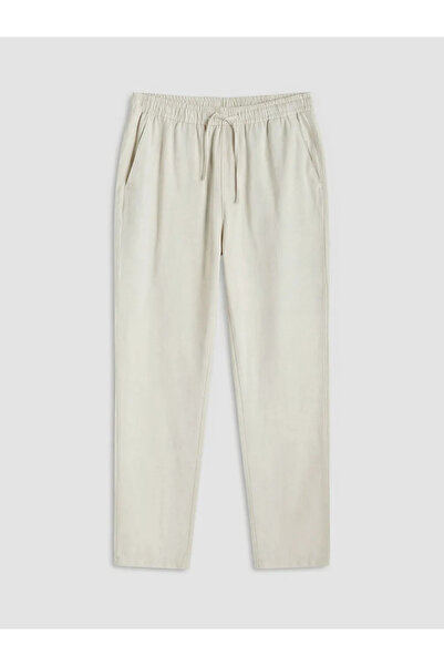 LC Waikiki Ανδρικό παντελόνι σε μπεζ Standard Fit με λινό εμφάνιση