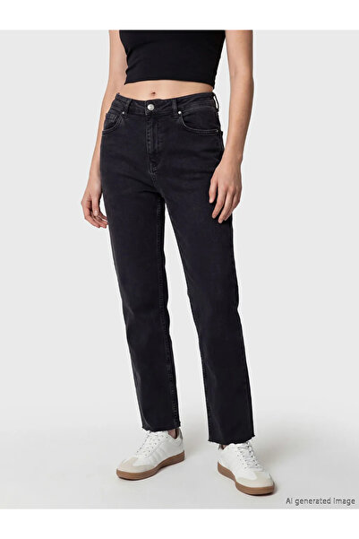 LC Waikiki Γυναικείο τζιν παντελόνι Anthracite Crop Flare