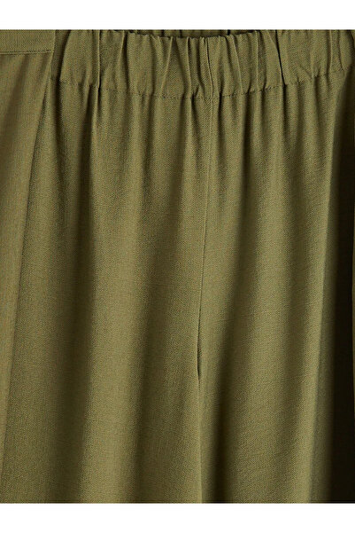 LC Waikiki Χακί ελαστικό γυναικείο παντελόνι με φαρδύ πόδι