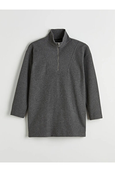 LC Waikiki Γυναικείο φούτερ τουνίκ Anthracite ψηλός λαιμός