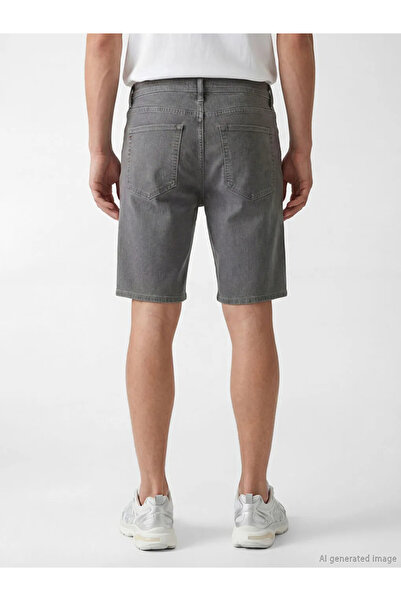 LC Waikiki Γκρι εφαρμοστό Ανδρικό τζιν σορτς