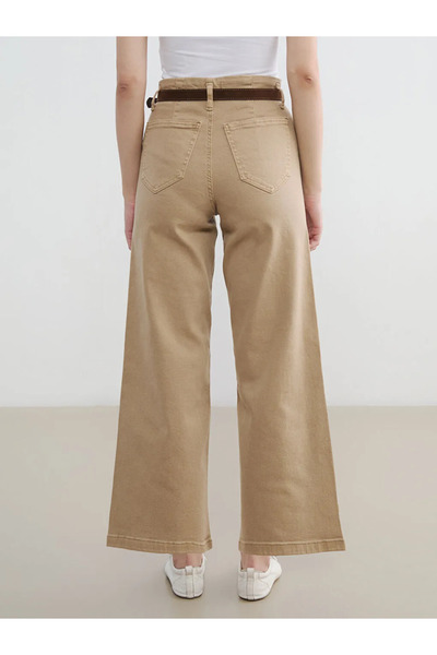 LC Waikiki Γυναικείο τζιν παντελόνι σε μπεζ χρώμα, με φαρδιά μπατζάκια, μέγεθ...