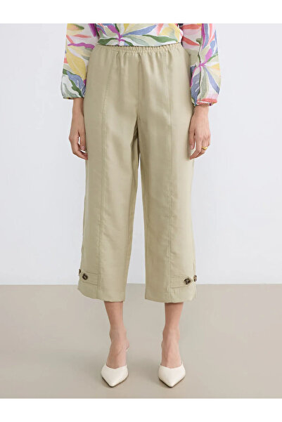 LC Waikiki Πράσινο γυναικείο παντελόνι με ελαστική μέση