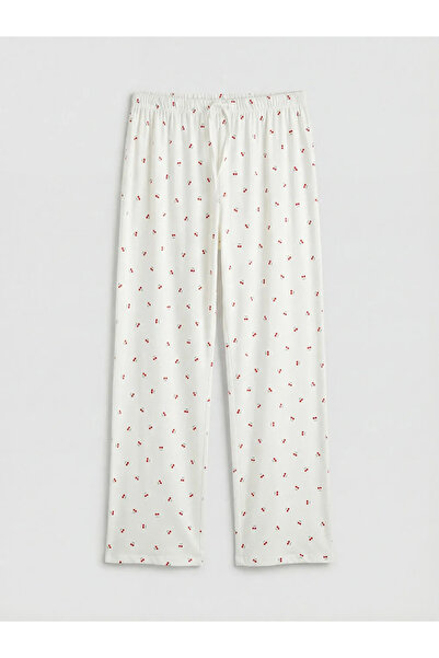 LC Waikiki Γυναικείο παντελόνι πιτζάμας με σχέδιο κεράσι σε χρώμα εκρού