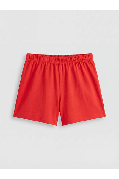 LC Waikiki Κόκκινο γυναικείο σορτς πιτζάμα με ελαστική μέση